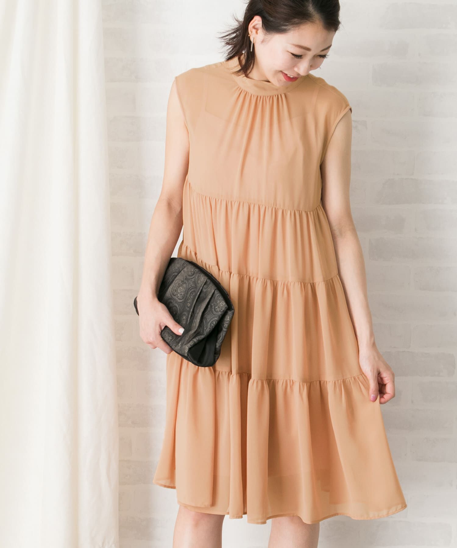 URBAN RESEARCH ROSSO「kaene　シフォンティアードワンピース」|ワンピース|ピンク