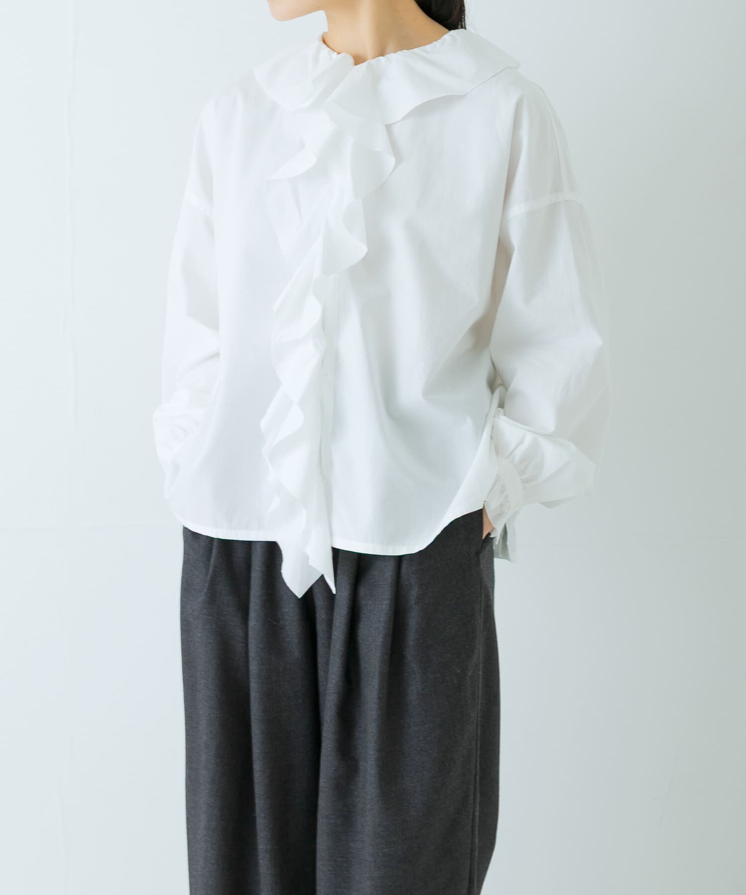 かぐれ「コットンフリルカラーシャツ」|シャツ・ブラウス|