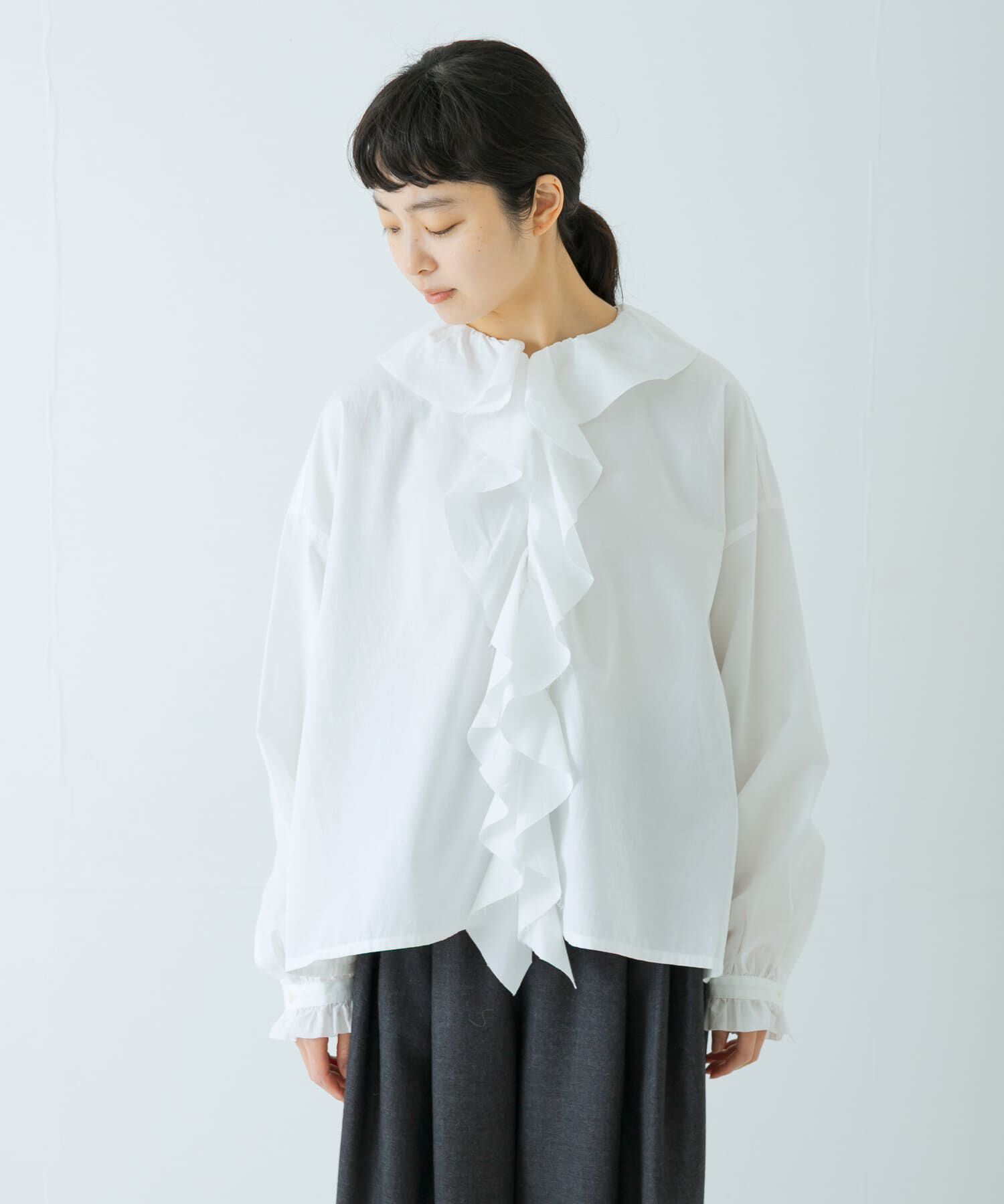 かぐれ「コットンフリルカラーシャツ」|シャツ・ブラウス|