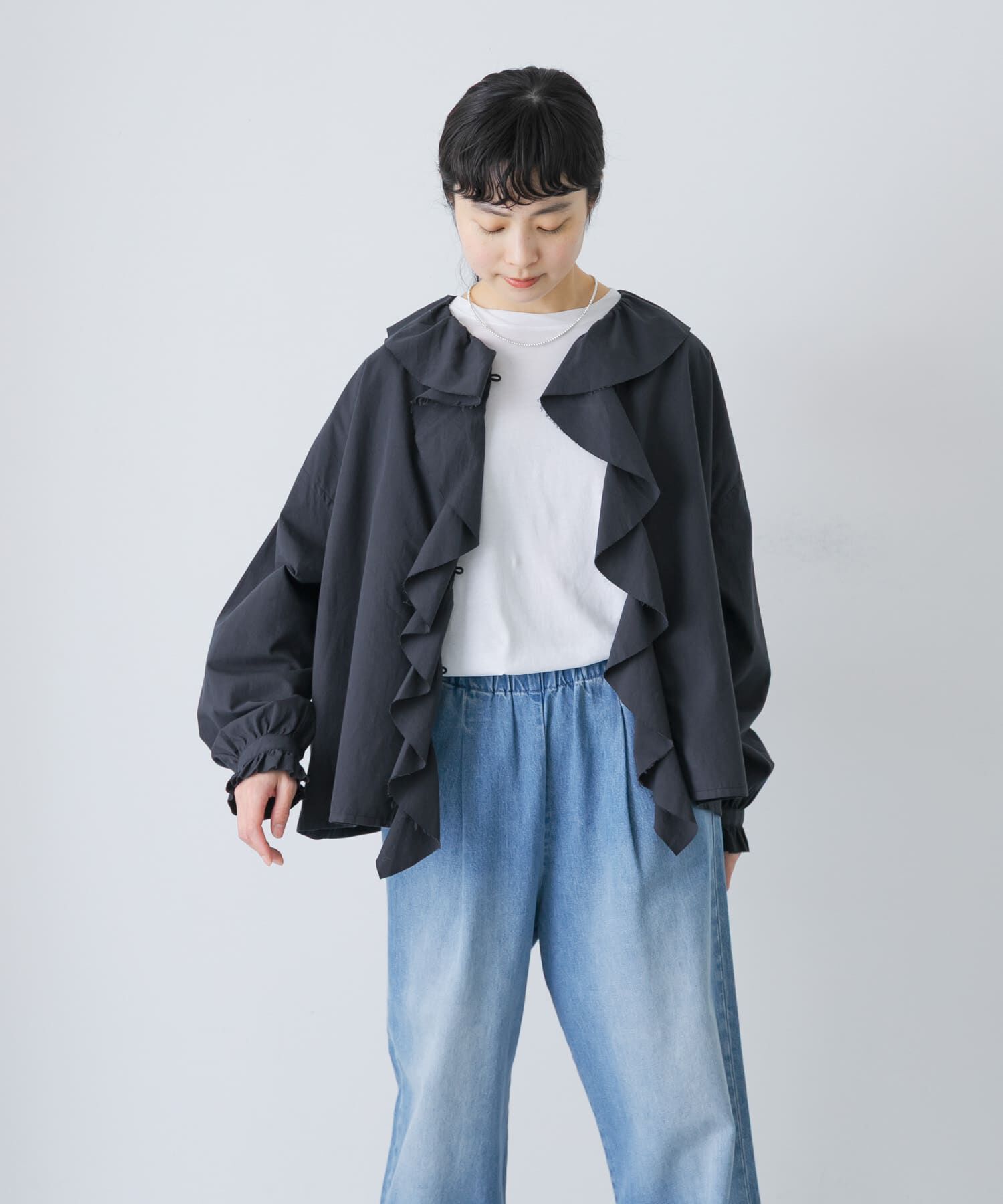 かぐれ「コットンフリルカラーシャツ」|シャツ・ブラウス|