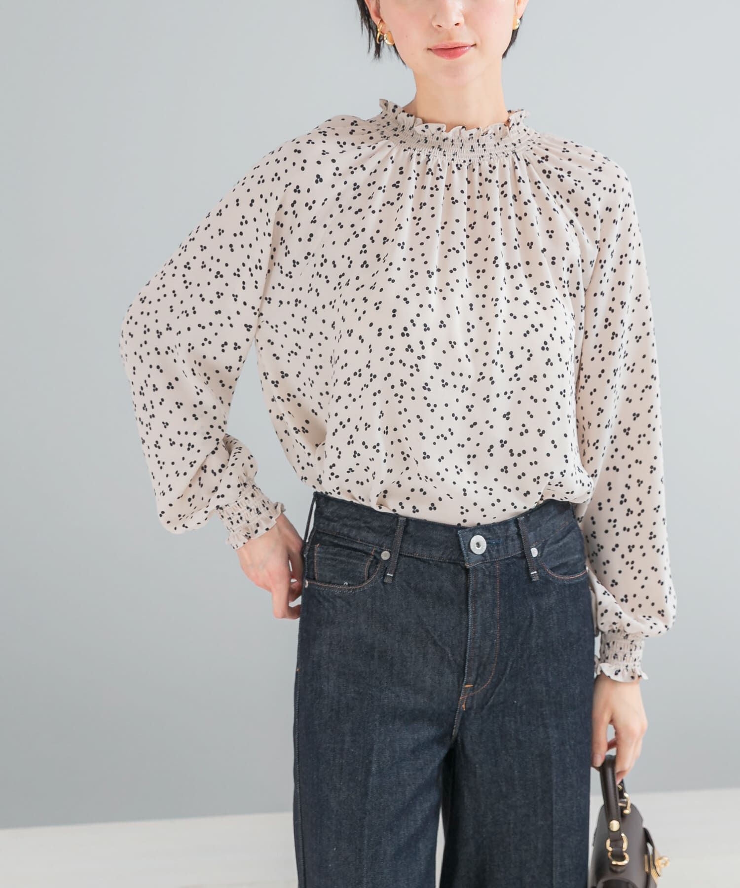 URBAN RESEARCH ROSSO「『WEB/一部店舗限定』ウォッシャブルランダムドットブラウス」|シャツ・ブラウス|