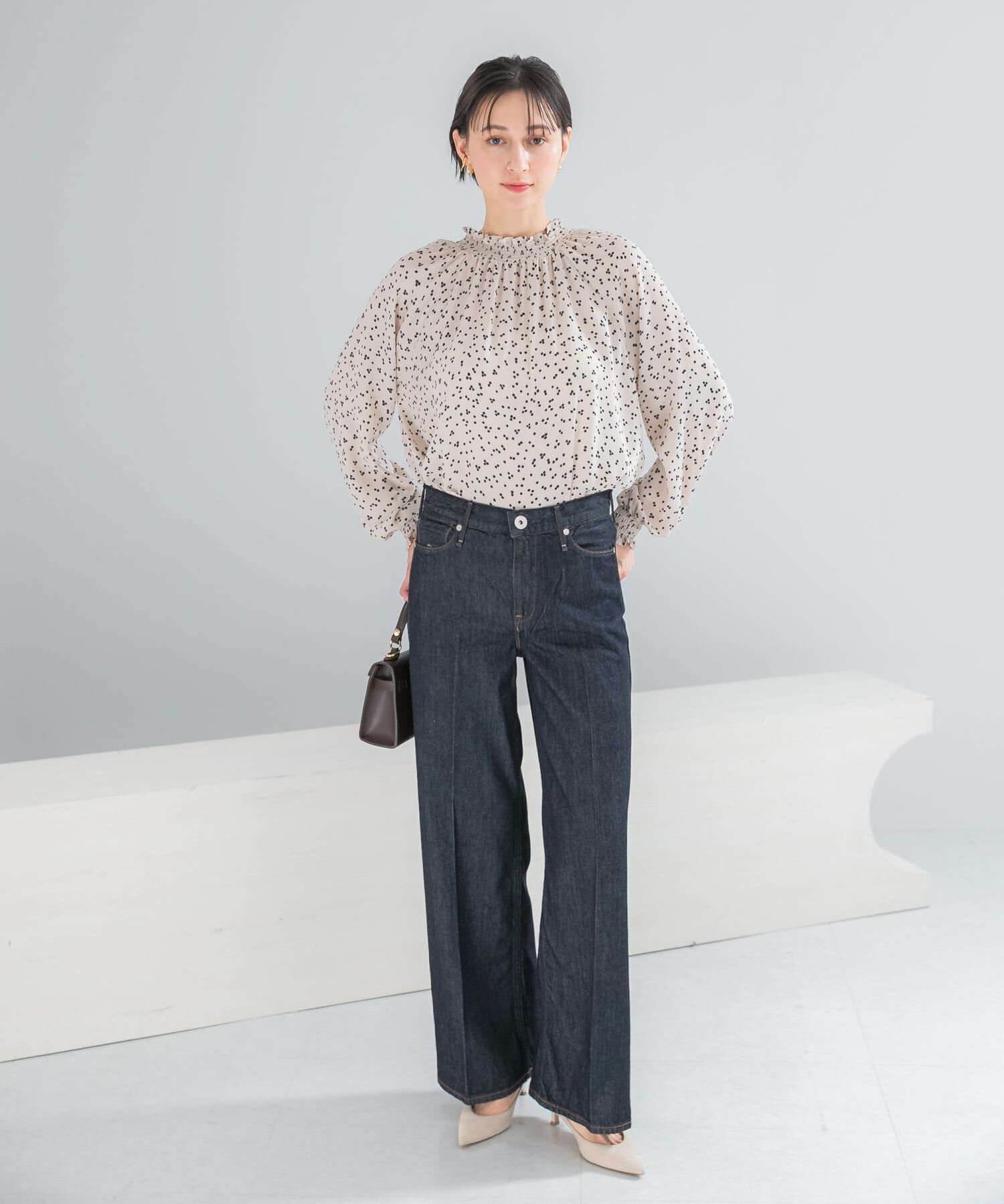 URBAN RESEARCH ROSSO「『WEB/一部店舗限定』ウォッシャブルランダムドットブラウス」|シャツ・ブラウス|