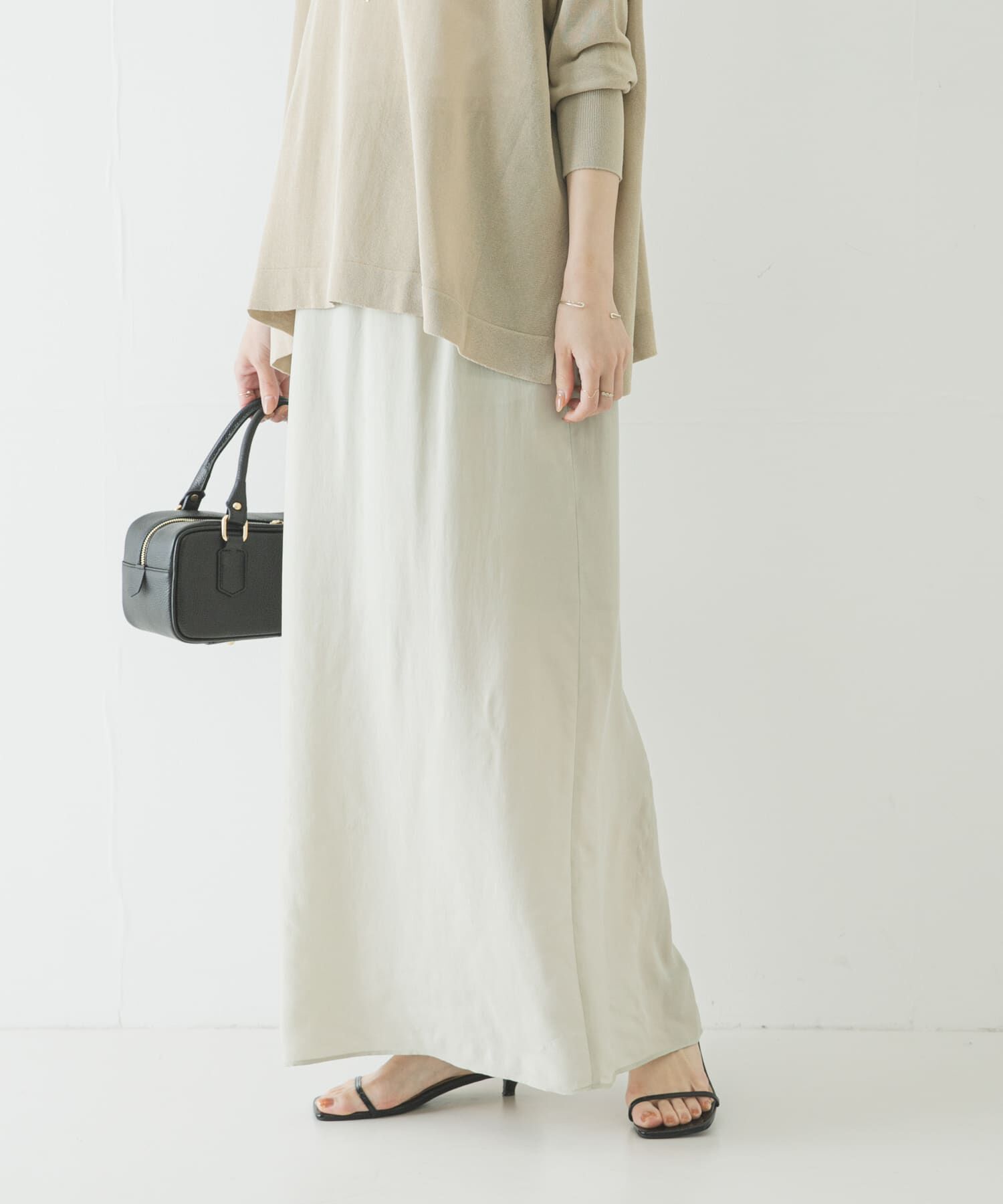 URBAN RESEARCH「キュプラギャザーIラインスカート」|スカート|ライトベージュ