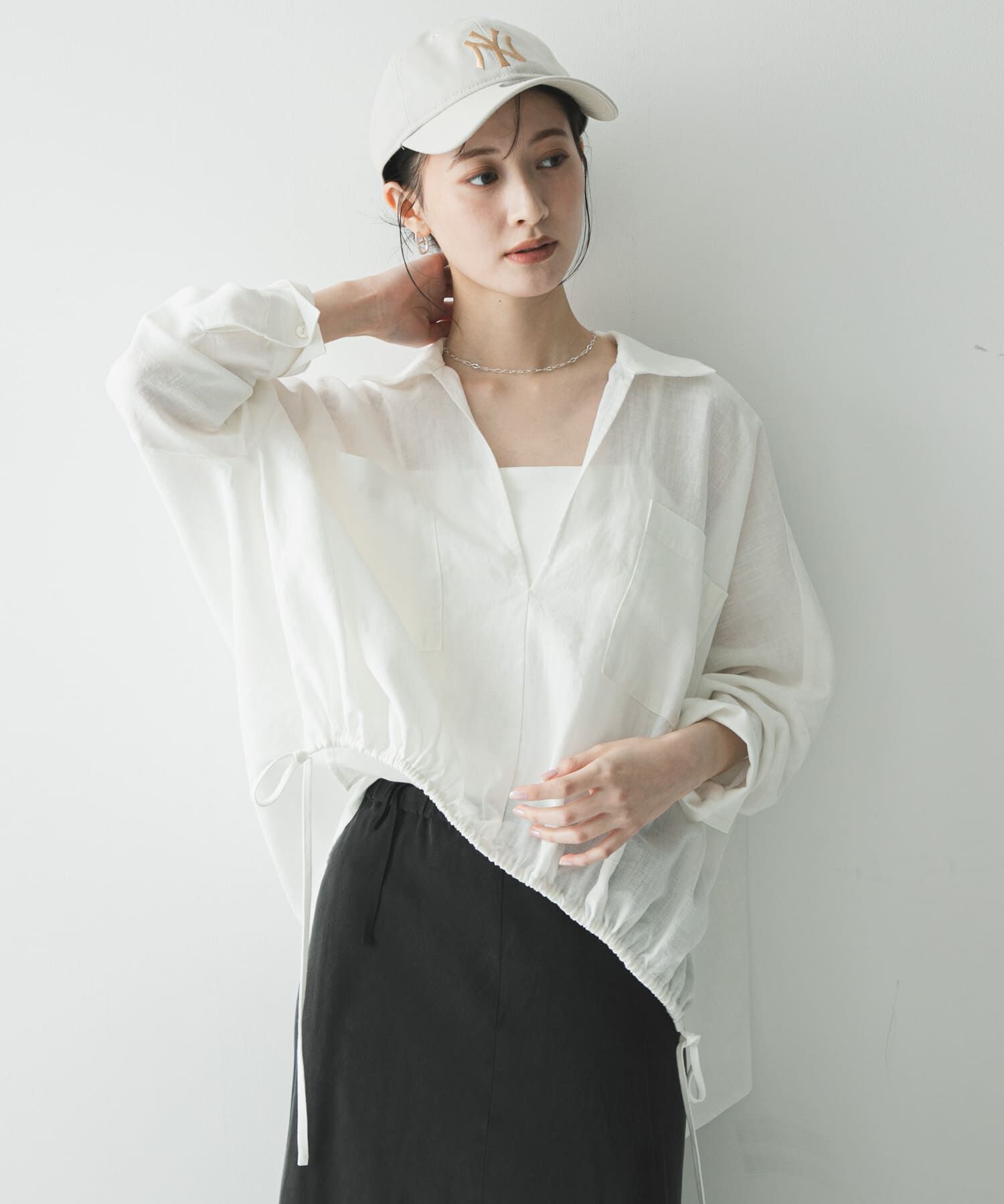 URBAN RESEARCH「ラミーレーヨンギャザーヘムシャツ」|シャツ・ブラウス|