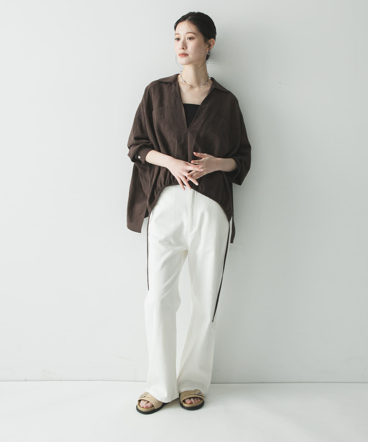 URBAN RESEARCH「ラミーレーヨンギャザーヘムシャツ」|シャツ・ブラウス|