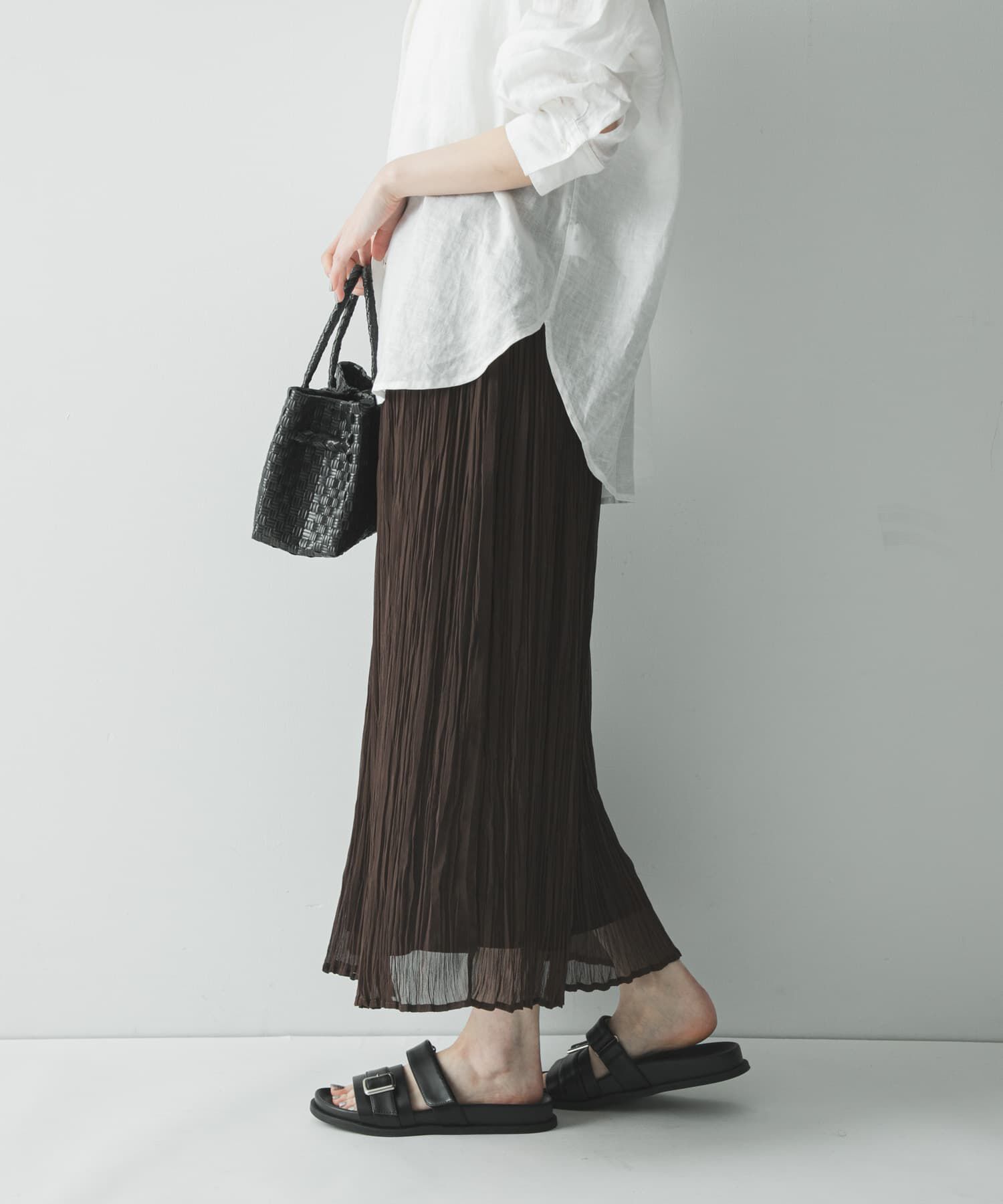 URBAN RESEARCH「シアープリーツイージースカート」|スカート|ブラウン