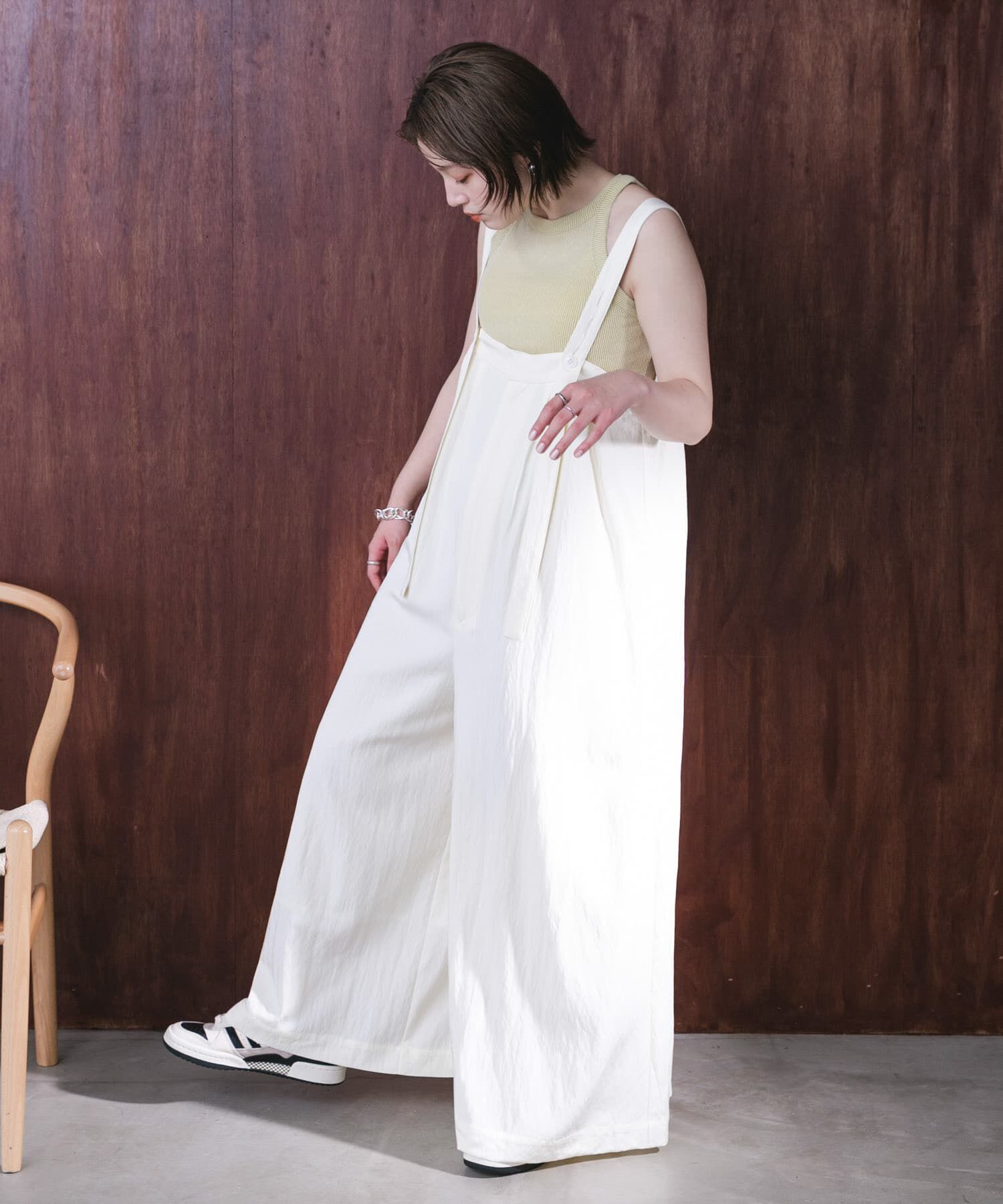  「『2サイズ展開』オーバーストラップワイドサロペット」|スカート|