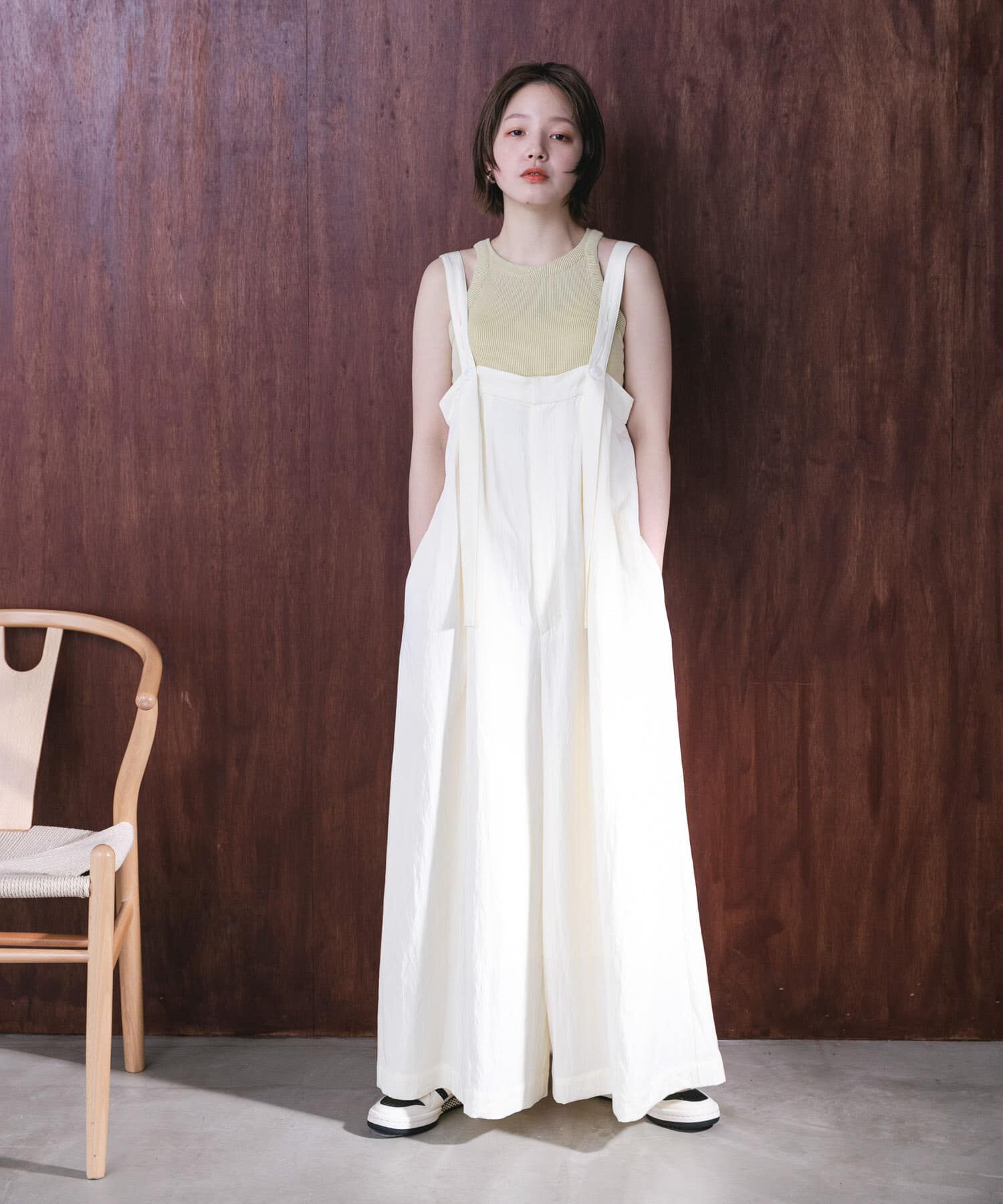  「『2サイズ展開』オーバーストラップワイドサロペット」|スカート|