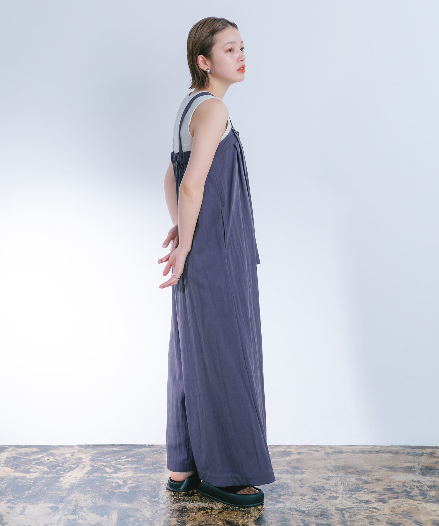  「『2サイズ展開』オーバーストラップワイドサロペット」|スカート|