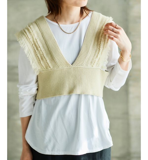 le.coeur blanc「TORRAZZO DONNAフリンジニットビスチェ」|キャミソール|