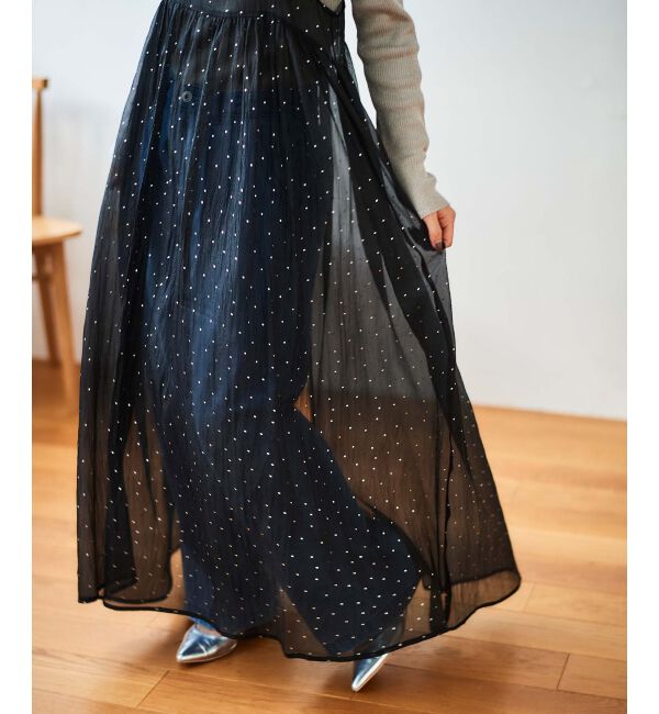 le.coeur blanc「《手洗い可能》箔ドットオーガンジーキャミワンピース」|ワンピース|