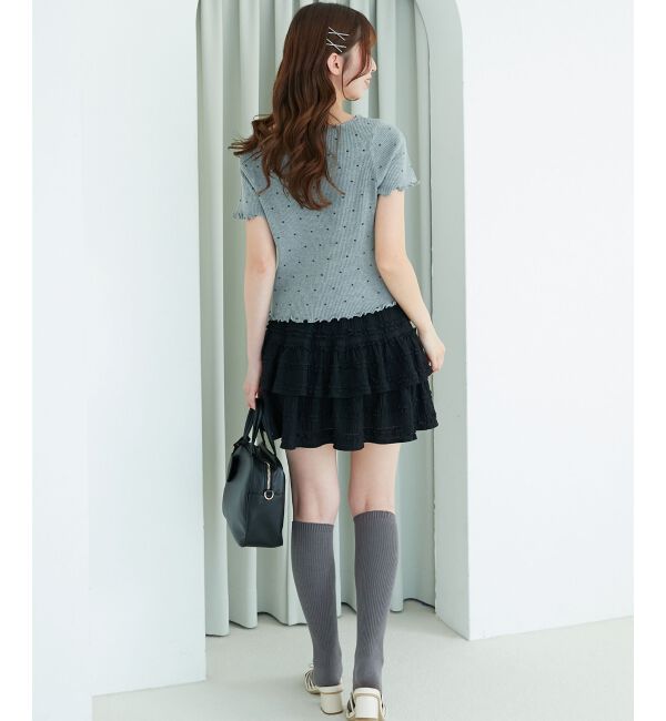  「ドットパターンリブカーディガン」|カーディガン|