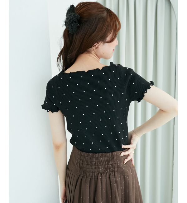  「ドットパターンリブカーディガン」|カーディガン|