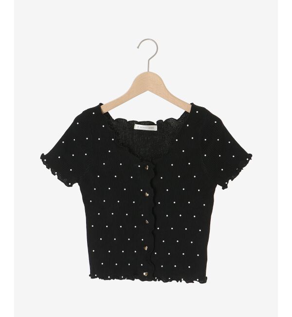  「ドットパターンリブカーディガン」|カーディガン|