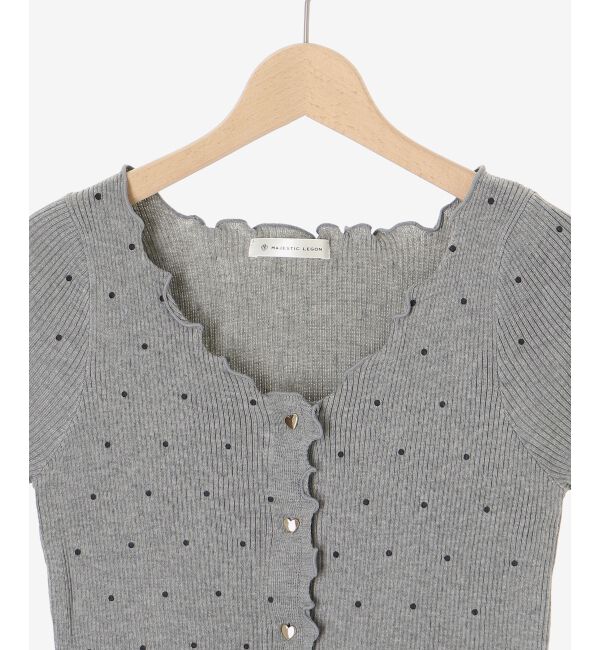  「ドットパターンリブカーディガン」|カーディガン|