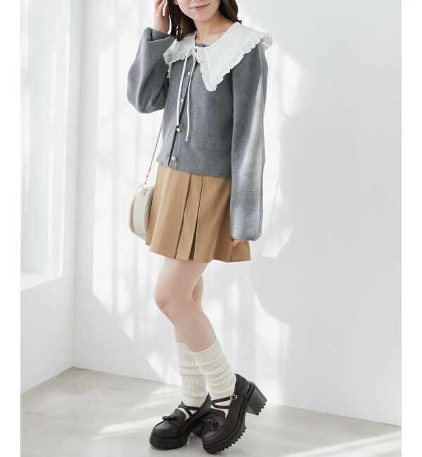  「フリルカラーセットニットカーディガン」|カーディガン|