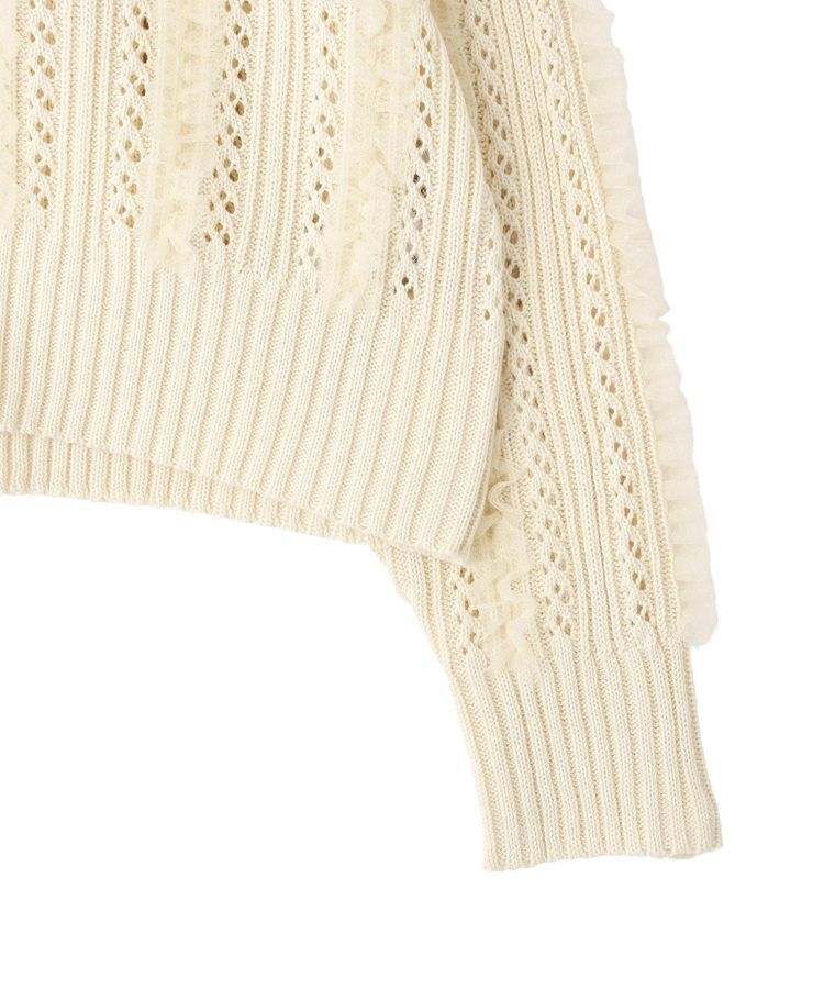 earth music&ecology「チュールフリルニットカーディガン」|カーディガン|