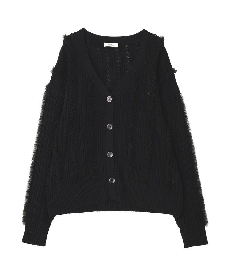 earth music&ecology「チュールフリルニットカーディガン」|カーディガン|