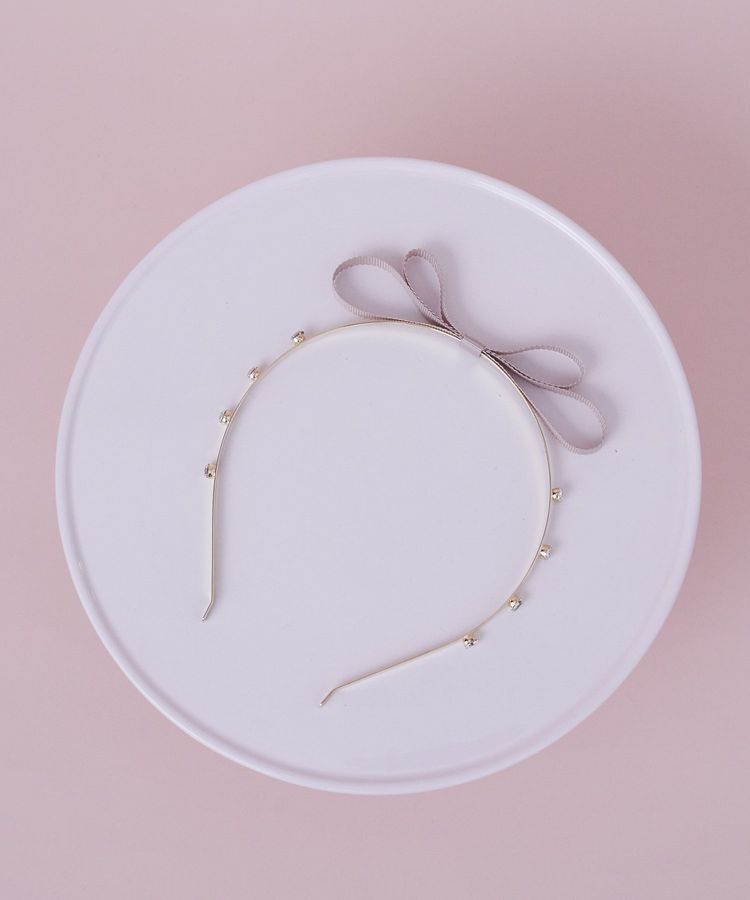 Maison de FLEUR「グログランリボンメタルビジューカチューシャ」|その他|ピンク