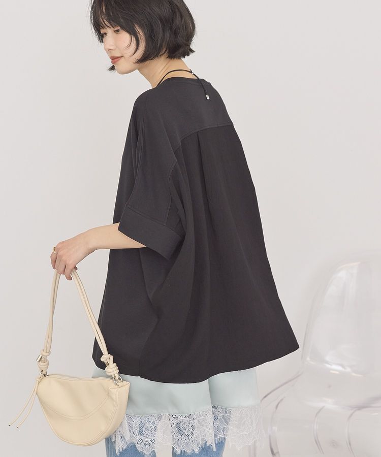 AMERICAN HOLIC「【接触冷感】異素材コクーンプルオーバー」|Tシャツ・カットソー|Black