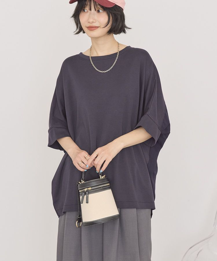 AMERICAN HOLIC「【接触冷感】異素材コクーンプルオーバー」|Tシャツ・カットソー|Navy