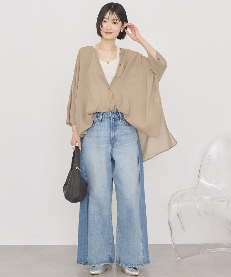 AMERICAN HOLIC「【接触冷感】Vネックポンチョシャツ」|シャツ・ブラウス|