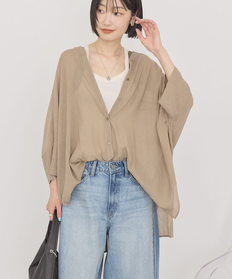 AMERICAN HOLIC「【接触冷感】Vネックポンチョシャツ」|シャツ・ブラウス|Gray Beige
