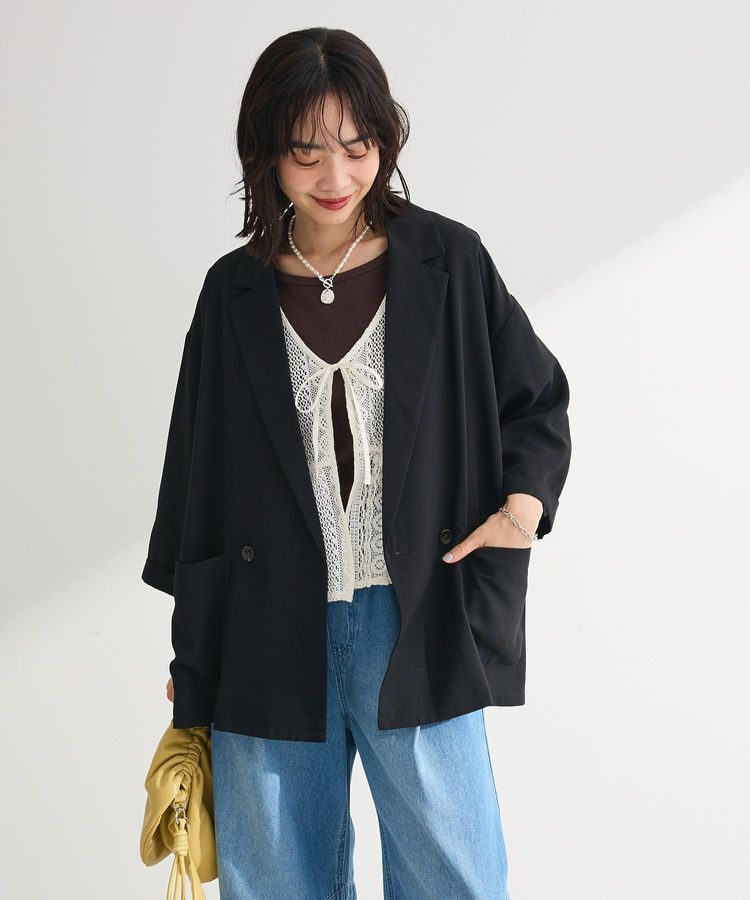 Green Parks「【適ON】シアーシャツジャケット」|テーラードジャケット|Black