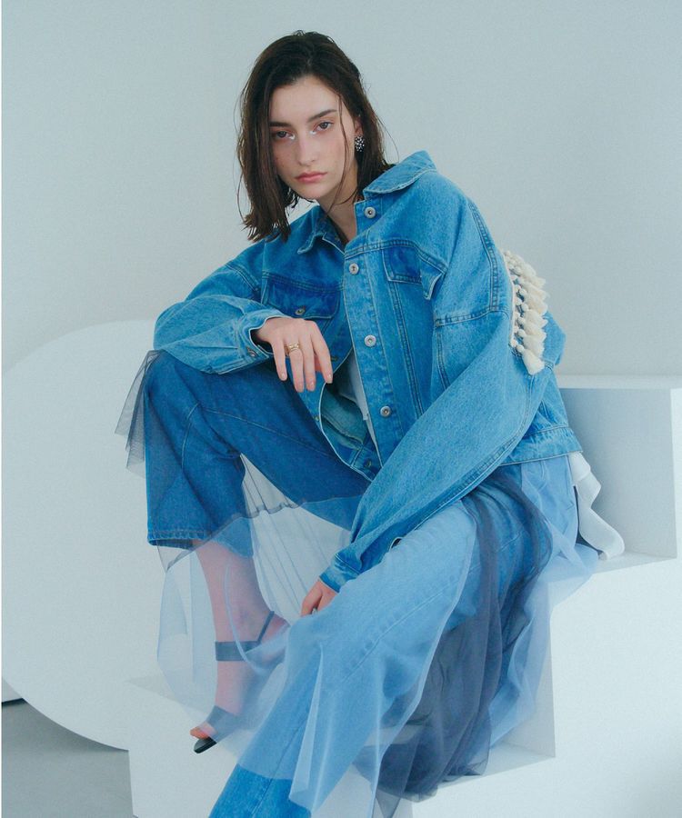 Editt by YECCA VECCA「フリンジデニムジャケット」|テーラードジャケット|