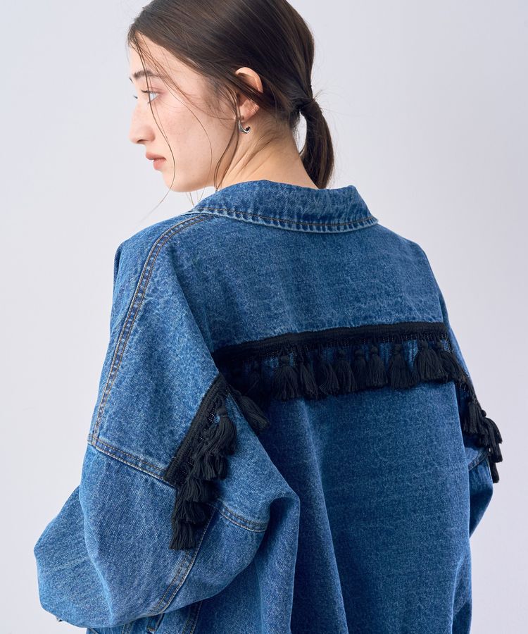 Editt by YECCA VECCA「フリンジデニムジャケット」|テーラードジャケット|