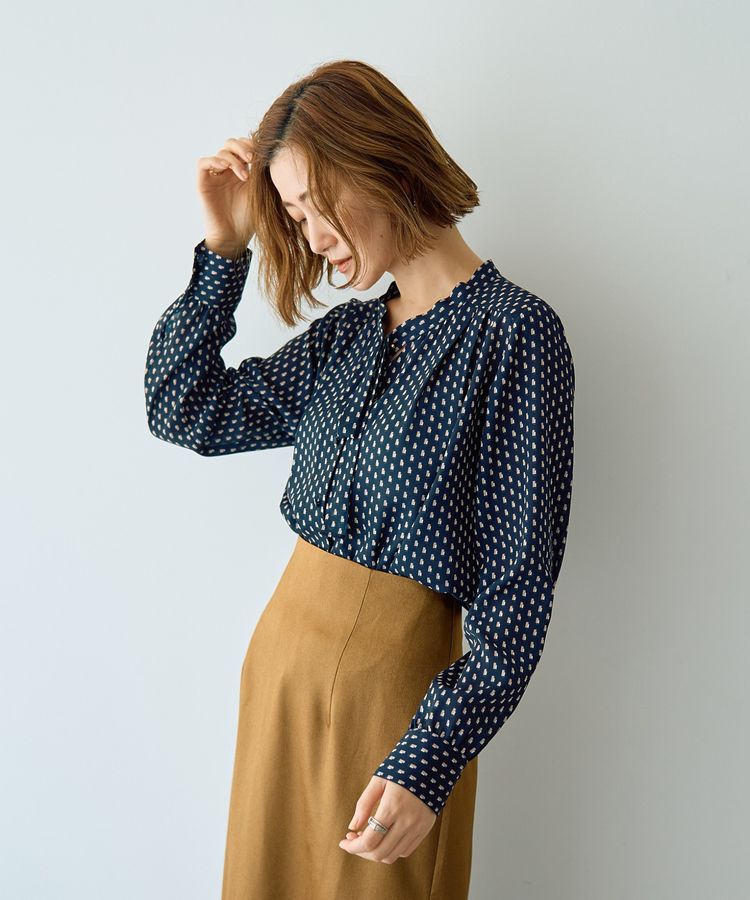 YECCA VECCA「ジオメ柄ボウタイブラウス」|シャツ・ブラウス|