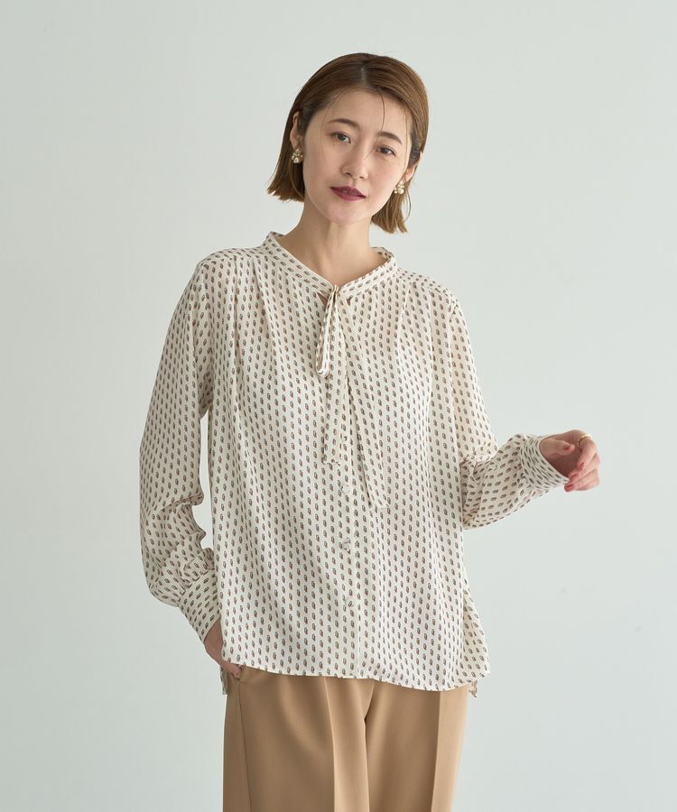 YECCA VECCA「ジオメ柄ボウタイブラウス」|シャツ・ブラウス|