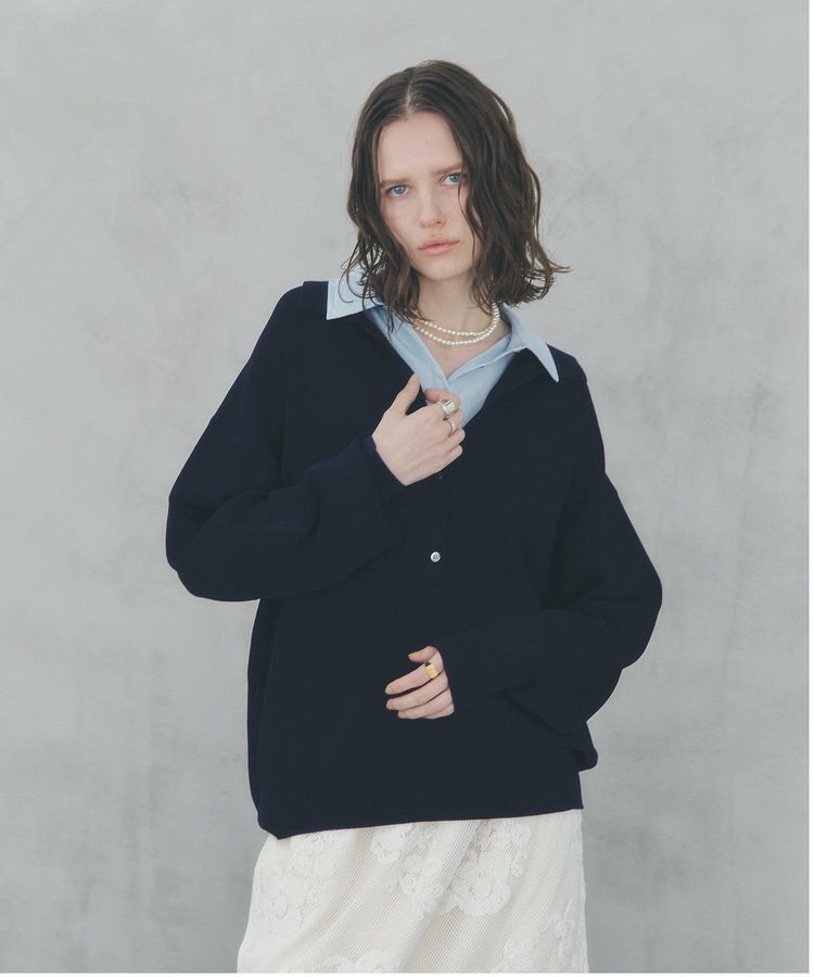 YECCA VECCA「2wayレイヤード風ポロニット」|ニット・セーター|