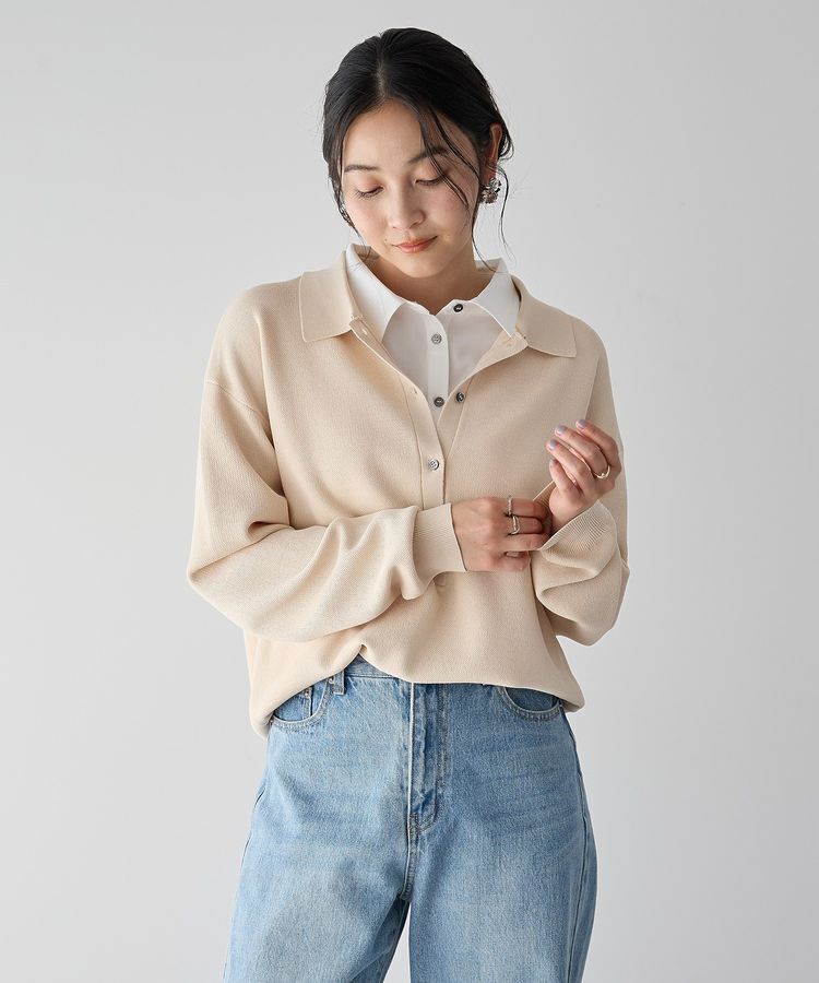 YECCA VECCA「2wayレイヤード風ポロニット」|ニット・セーター|