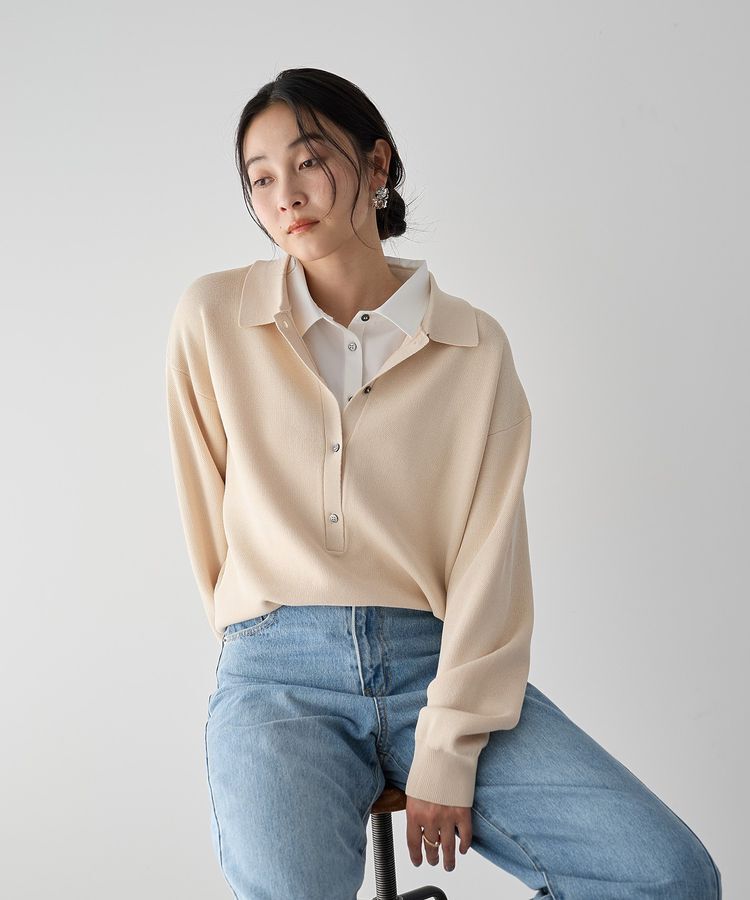 YECCA VECCA「2wayレイヤード風ポロニット」|ニット・セーター|