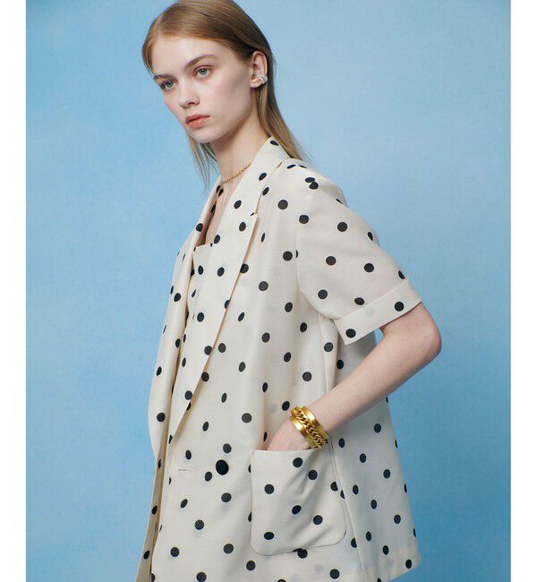 LOULOU WILLOUGHBY「【LOULOU WILLOUGHBY】オーガンドットハーフスリーブジャケット」|テーラードジャケット|