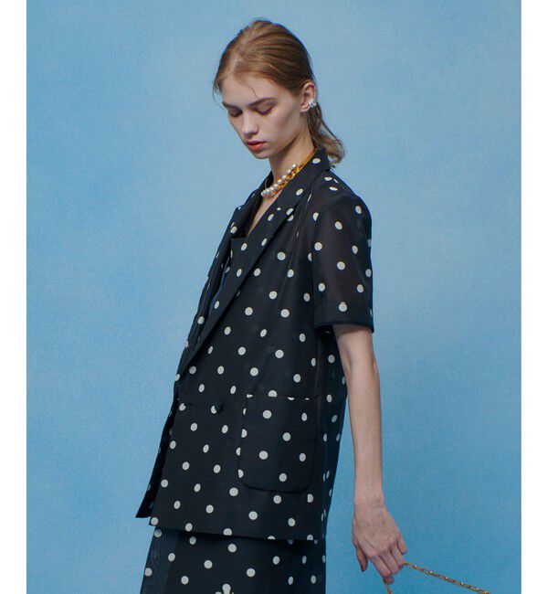 LOULOU WILLOUGHBY「【LOULOU WILLOUGHBY】オーガンドットハーフスリーブジャケット」|テーラードジャケット|