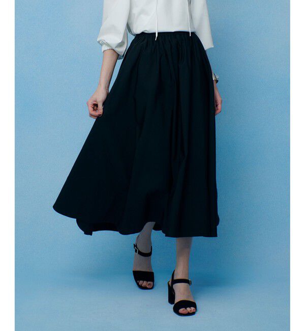 LOULOU WILLOUGHBY「【LOULOU WILLOUGHBY】ポリエステルコットングログランギャザースカート」|スカート|ブラック