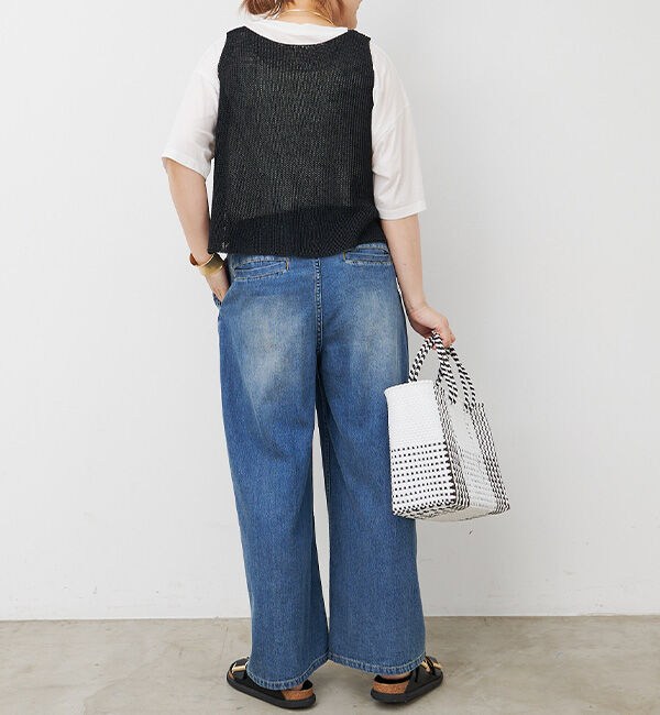  「綿麻デニムイージーパンツ」|デニム|