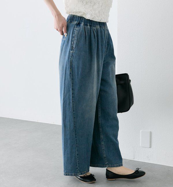  「綿麻デニムイージーパンツ」|デニム|