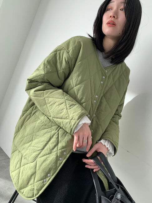 Samansa Mos2 blue「キルトミドルコート」|その他|