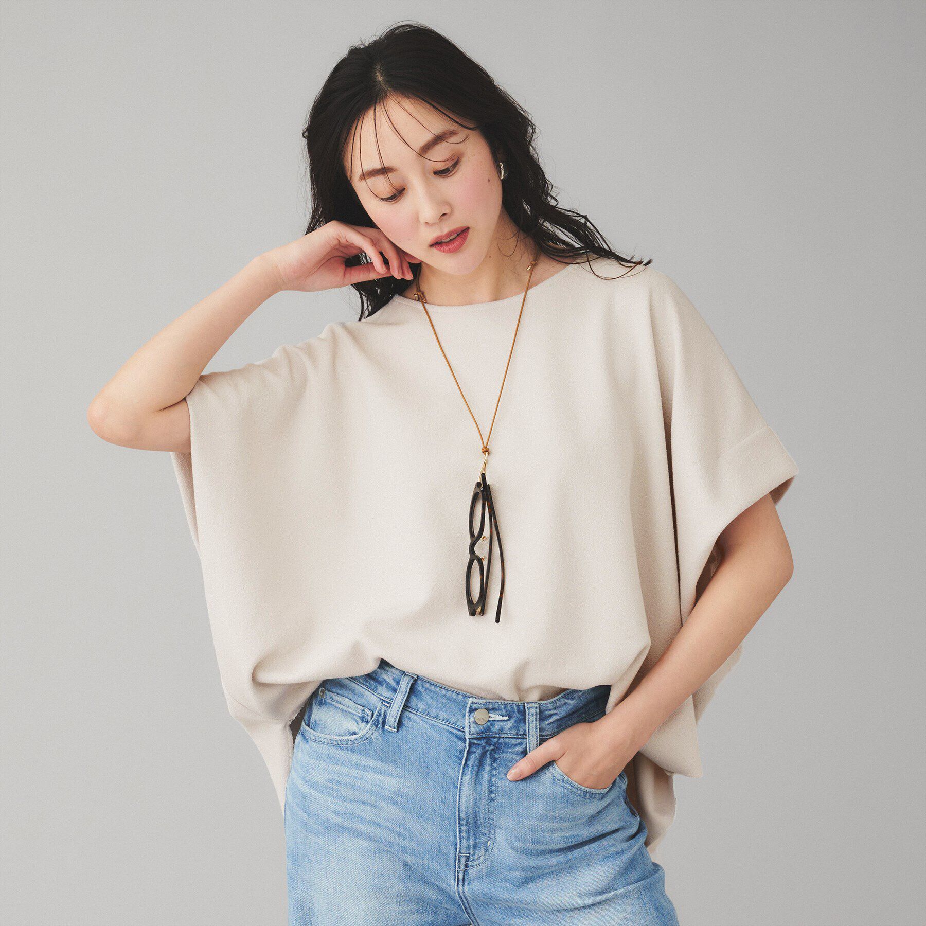 UNTITLED「【Munich】ダブルフェイスブークレータックショルダートップス」|Tシャツ・カットソー|アイボリー(004)