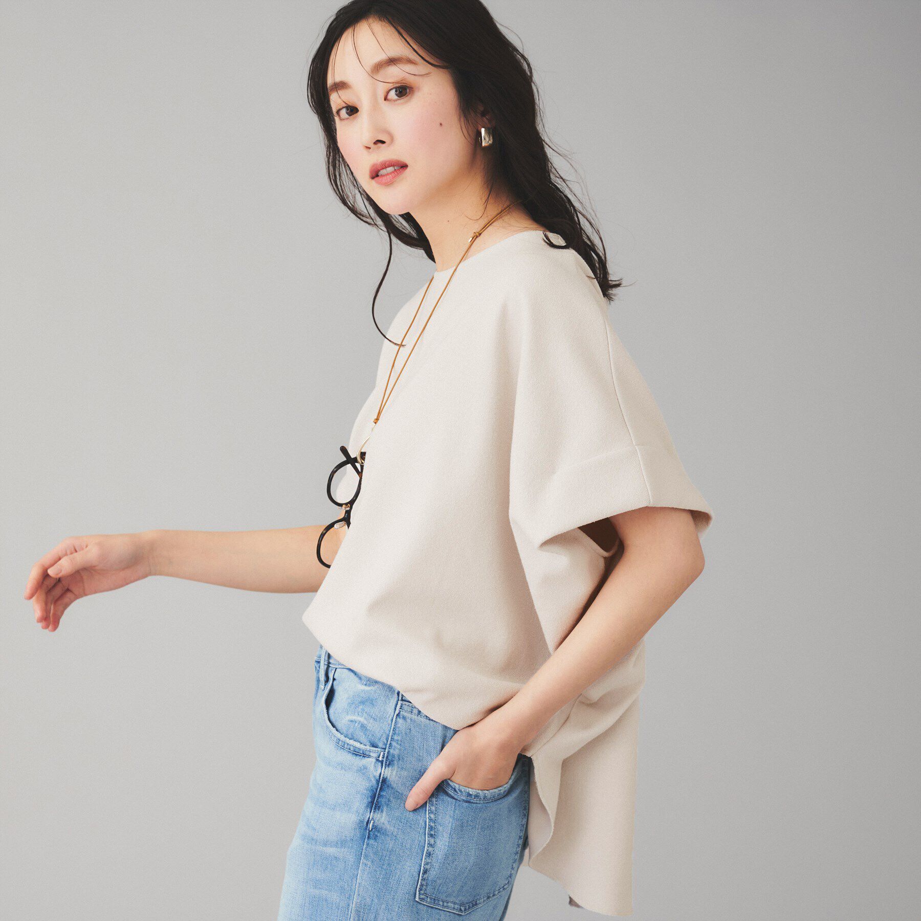 UNTITLED「【Munich】ダブルフェイスブークレータックショルダートップス」|Tシャツ・カットソー|