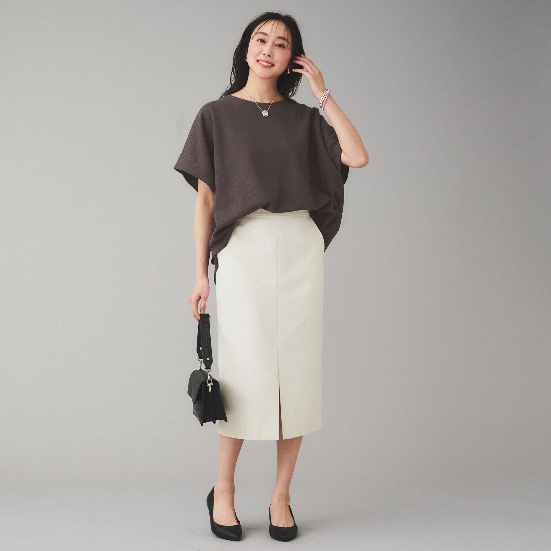 UNTITLED「【Munich】ダブルフェイスブークレータックショルダートップス」|Tシャツ・カットソー|