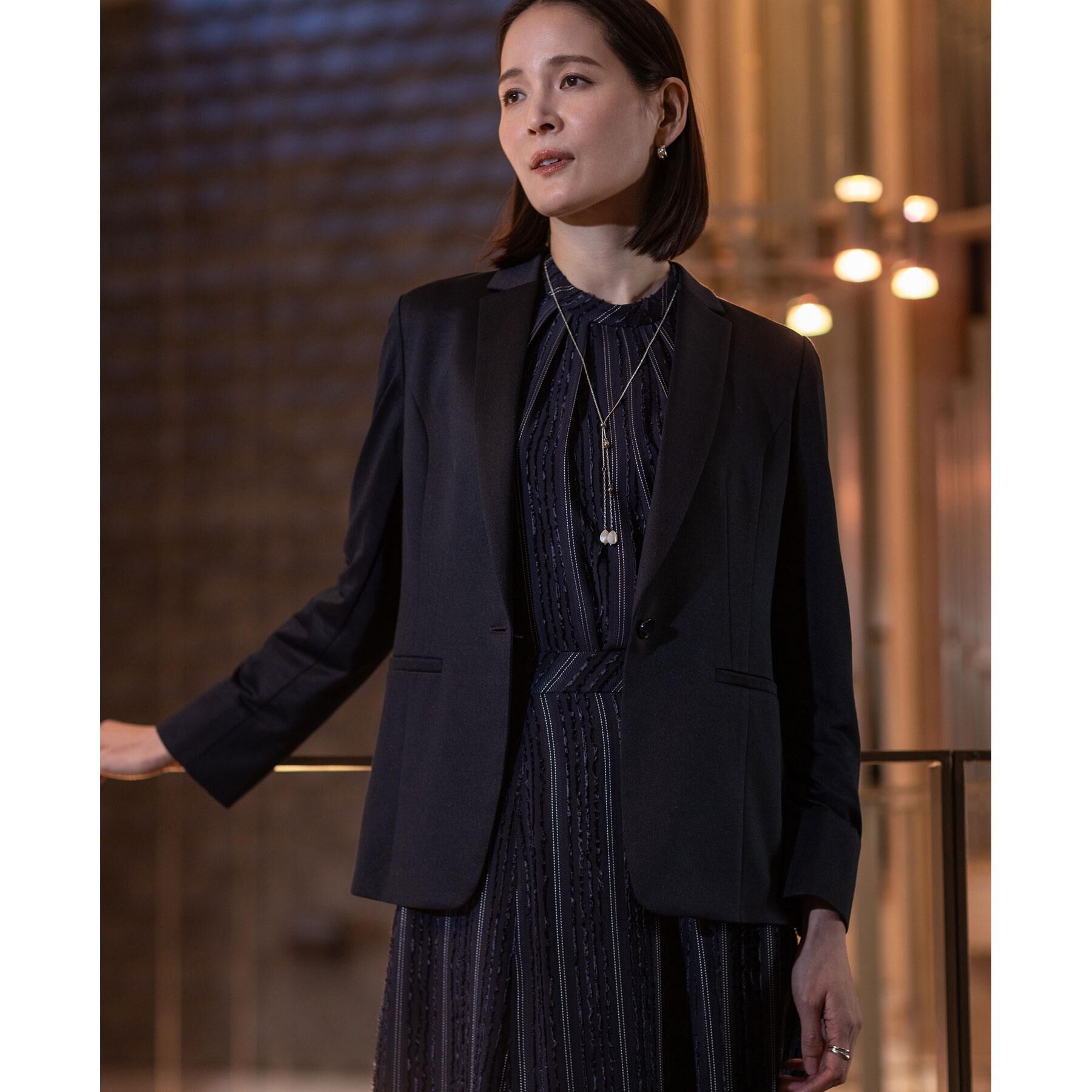 Reflect「【セットアップ可】ストライプ柄ジャカードブラウス」|シャツ・ブラウス|