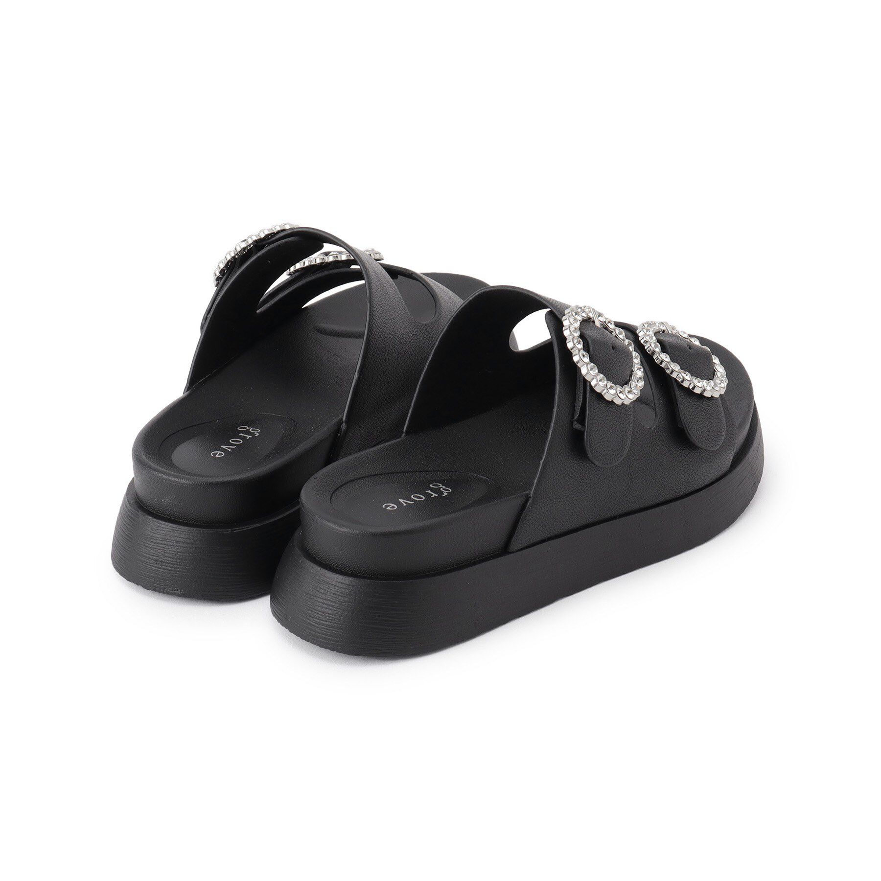 grove「【キラキラビジューがポイント】厚底ダブルビジューバックルサンダル」|サンダル|