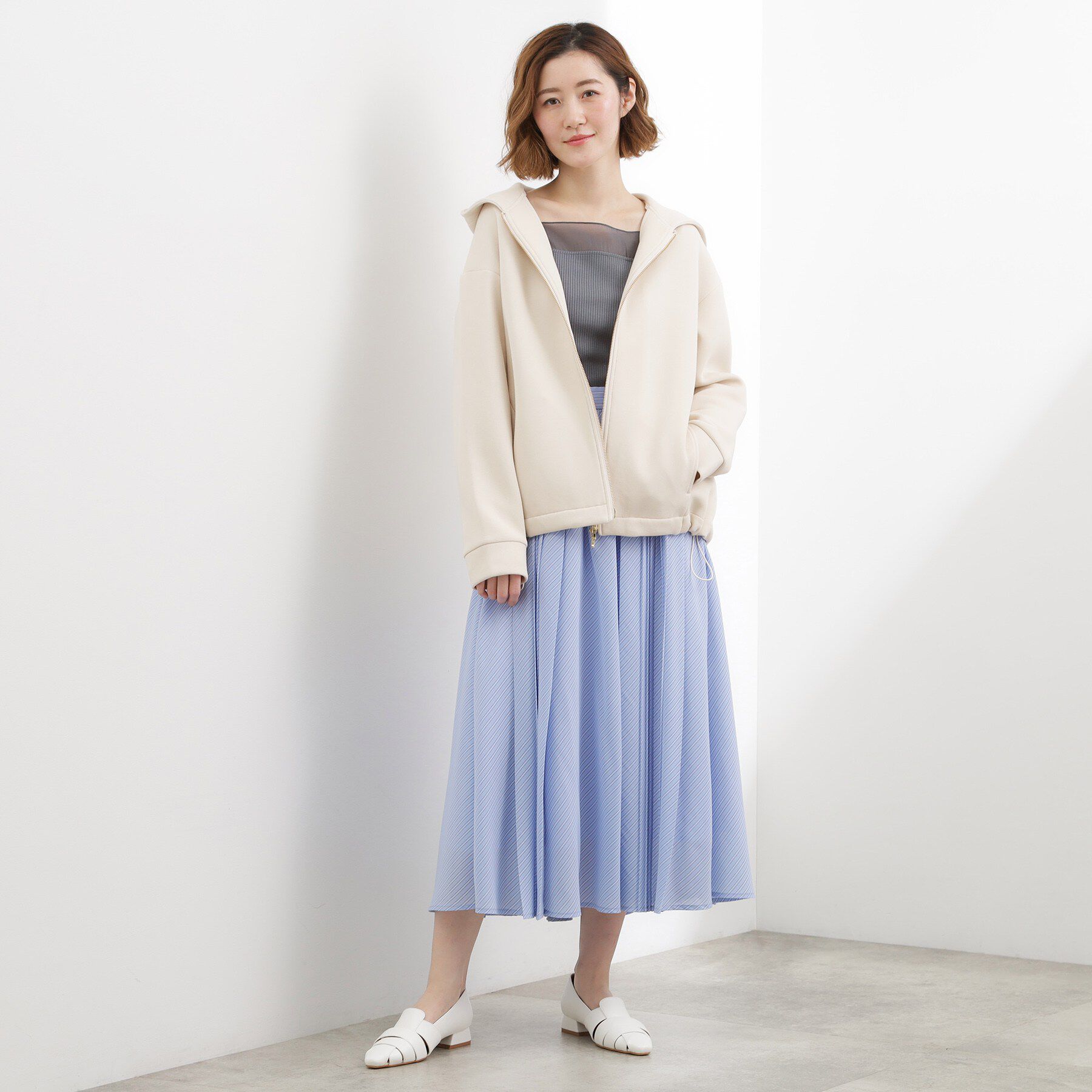 grove「動くたびに表情が生まれる　軽やかストライププリーツスカート」|スカート|