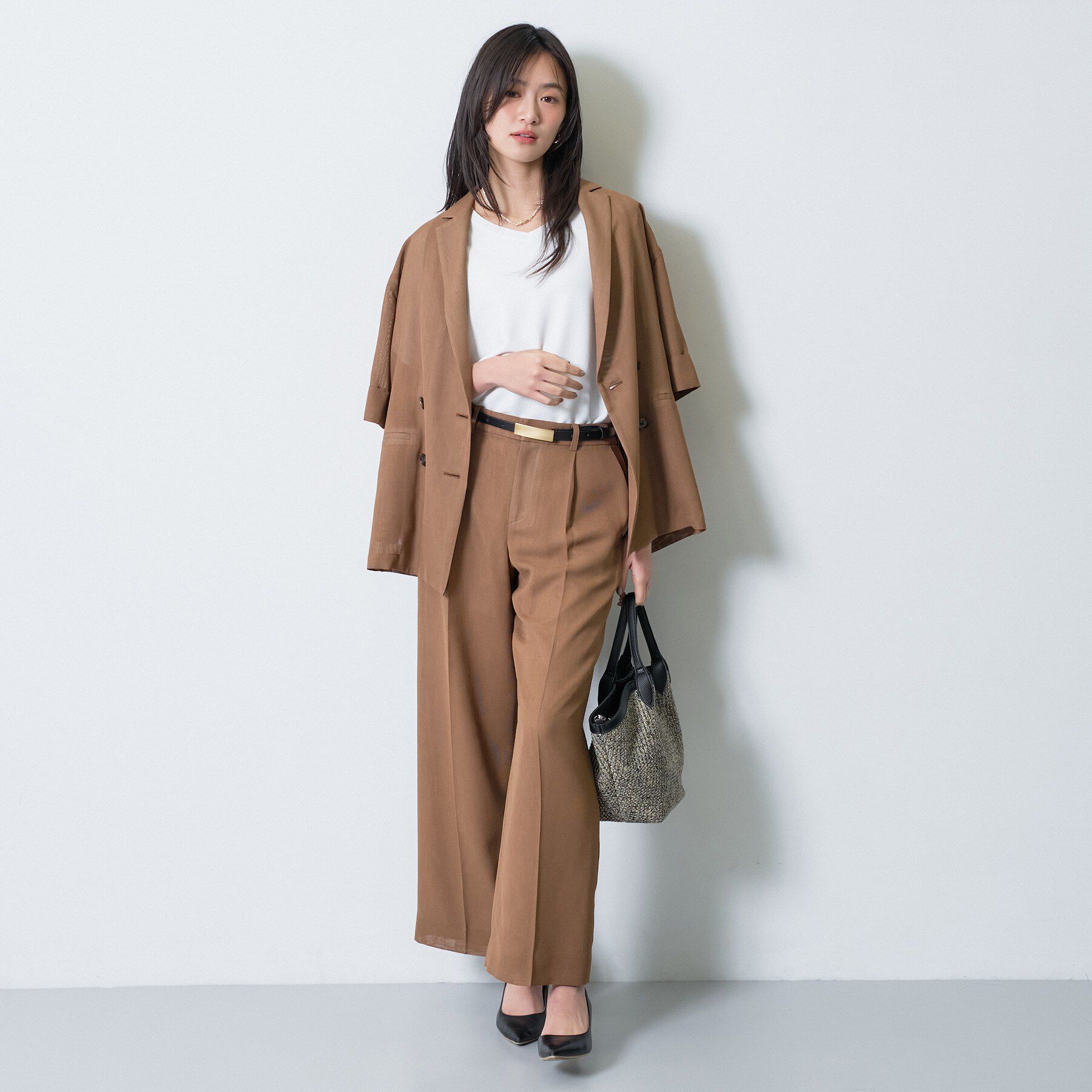 INDIVI「【洗える】ガーター編みVネックニットT」|ニット・セーター|