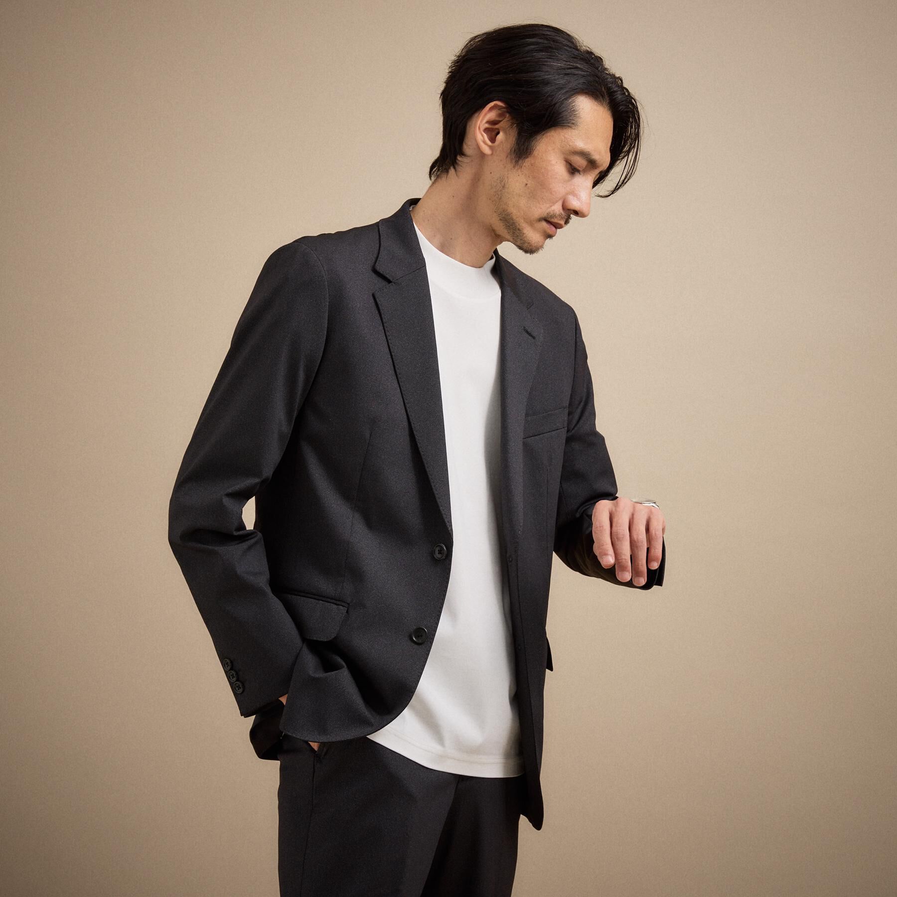 TAKEO KIKUCHI「【360&deg;ストレッチ/軽量】None Of Stress ライト ジャケット（セットアップ対応）」|テーラードジャケット|ブラック(019)