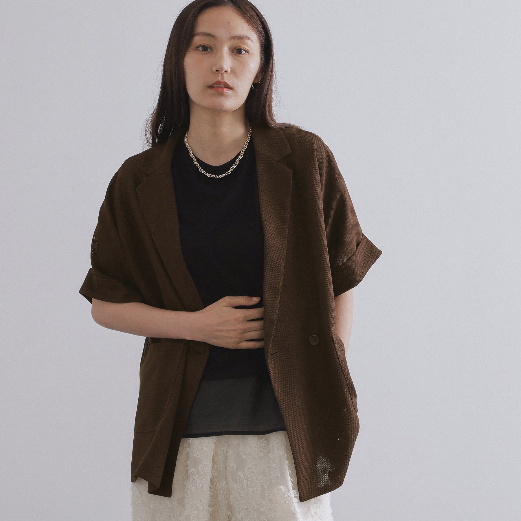 OPAQUE.CLIP「メッシュテーラードジャケット【洗濯機洗い可】」|テーラードジャケット|